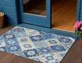 3 X 5 Blue Beige And Sky Blue Southwestern Washable Indoor Outdoor Area Rug