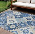 8 X 10 Blue Beige And Sky Blue Southwestern Washable Indoor Outdoor Area Rug