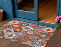 3 X 5 Rust Lavender And Ivory Southwestern Washable Indoor Outdoor Area Rug