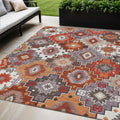 5 X 8 Rust Lavender And Ivory Southwestern Washable Indoor Outdoor Area Rug