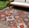 10 X 14 Rust Lavender And Ivory Southwestern Washable Indoor Outdoor Area Rug