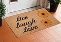 17 X 29 Natural Yellow And Black Floral Live Love Laugh Outdoor  Coir Door Mat