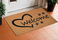 17 X 29 Natural And Black Pawprint Welcome Outdoor Coir Door Mat