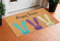 17 X 29 Natural Aqua And Purple Bunny Happy Easter Coir Outdoor Door Mat