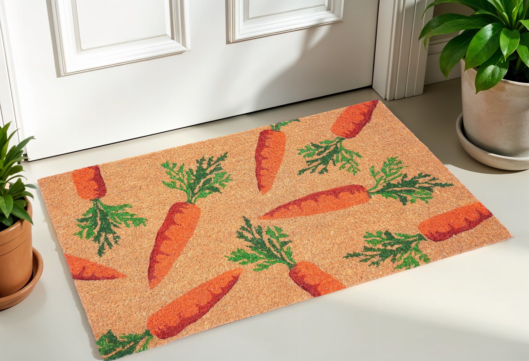 17 X 29 Natural And Orange Easter Carrots Coir Outdoor  Door Mat