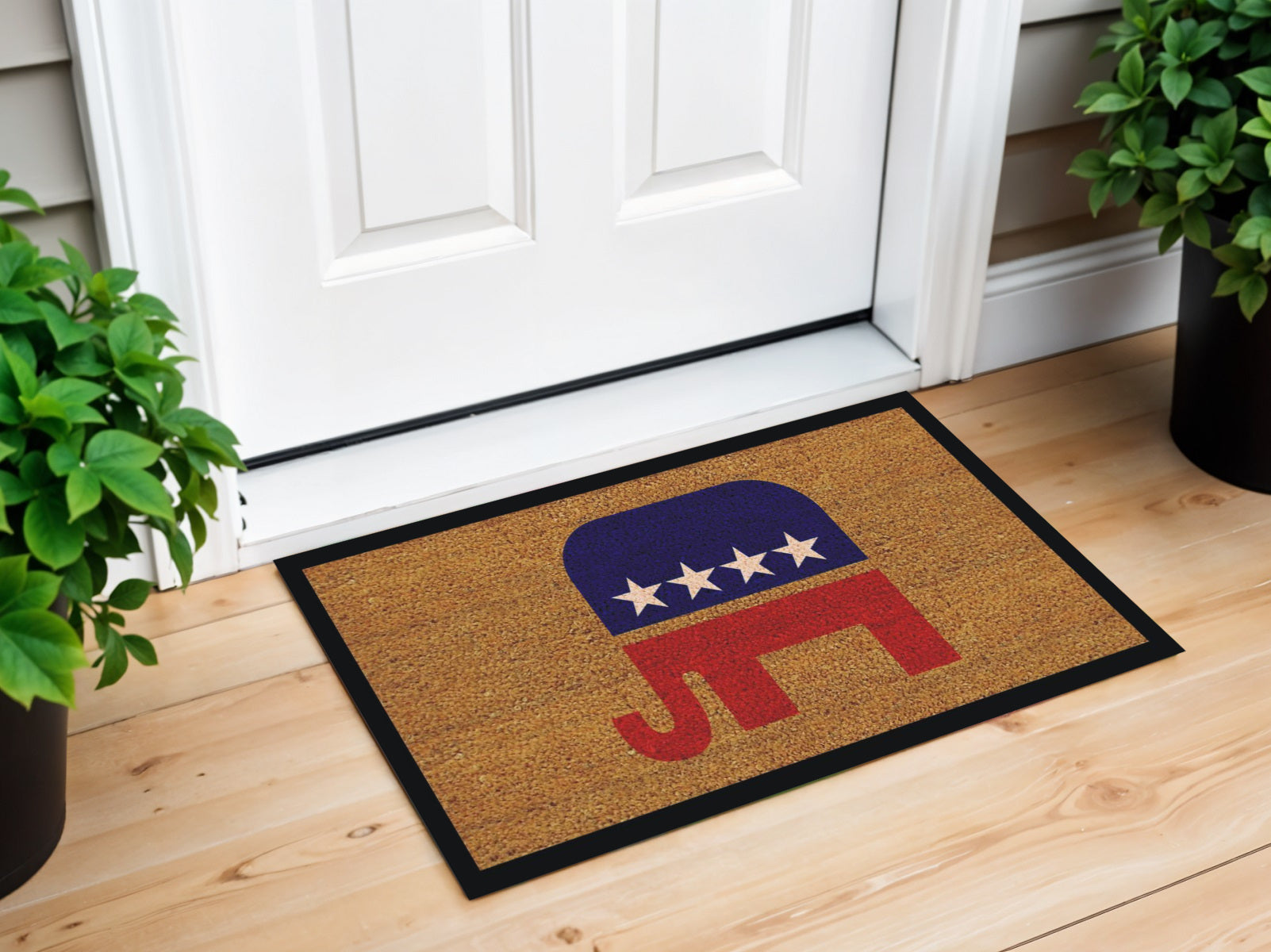 17 X 29 Natural Red White And Blue Republican Coir Outdoor Door Mat