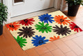 17 X 29 Natural Blue Green And Orange  Floral Outdoor Coir Door Mat