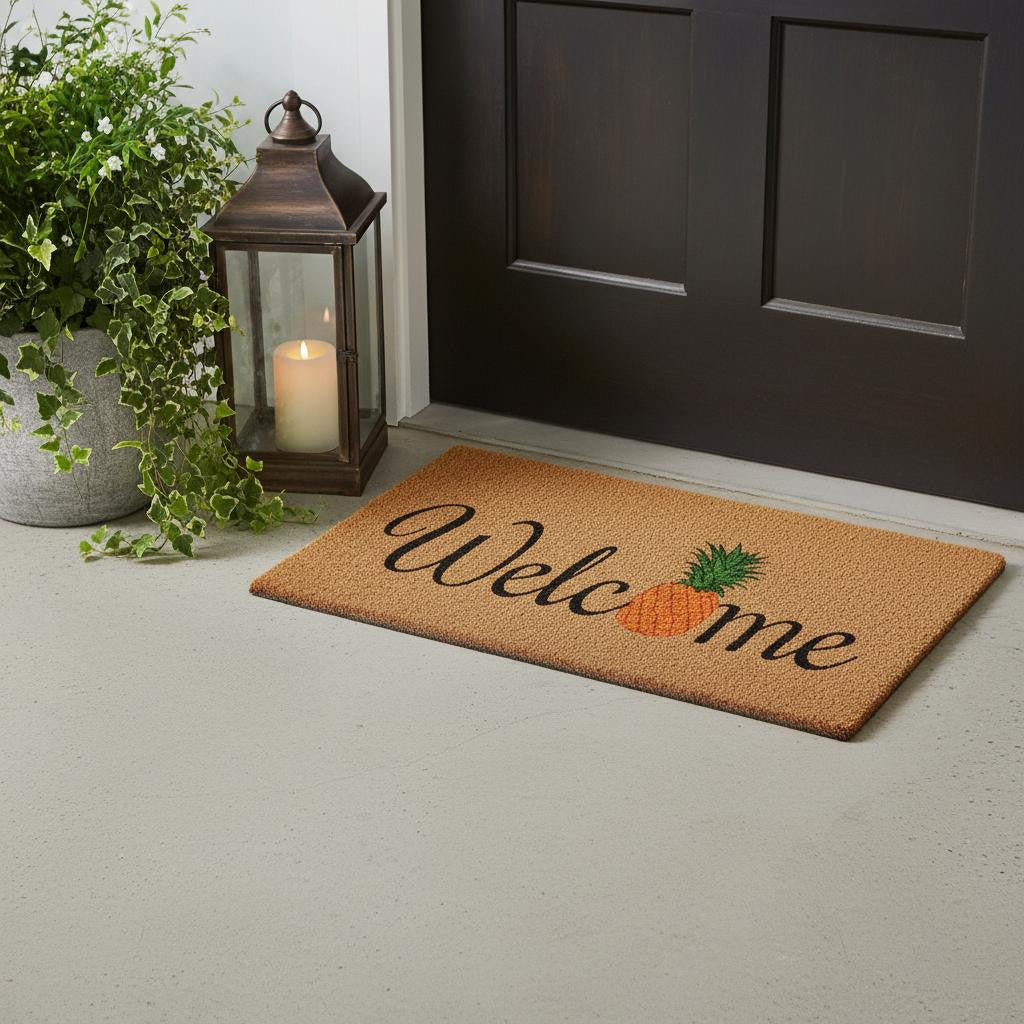24 X 36 Black And Natural Coir Pineapple Welcome Outdoor Door Mat