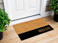 24 X 36 Natural And Black Color Block Hello Outdoor Coir Door Mat