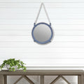 13 Blue And White Metal And Rope Round Accent Mirror