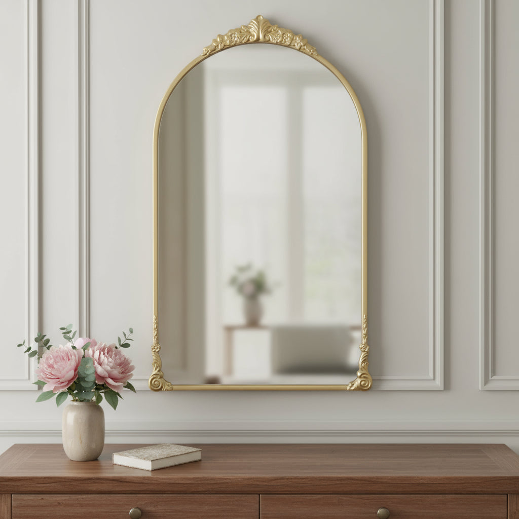 34 Gold Metal Arch Accent Mirror