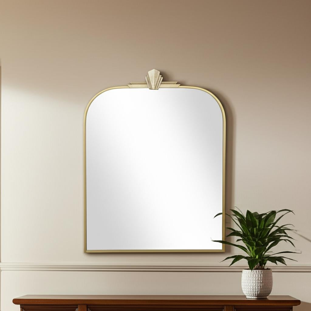 31 Gold Metal Art Deco Arch Accent Mirror