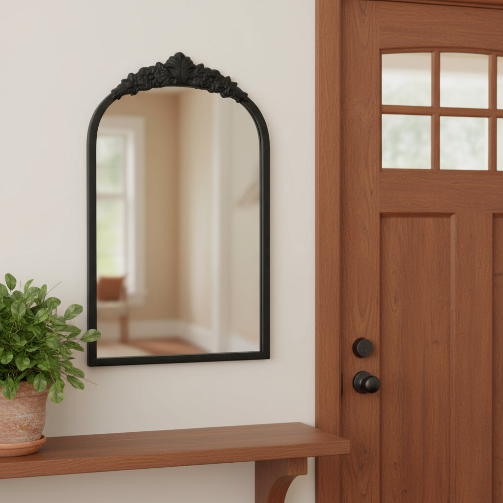 16 Black Metal Arch Accent Mirror
