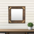 22 Brown Wood With Gold Bows Square Accent Mirror
