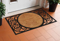22 X 36 Black And Natural Geo Scrollwork Outdoor Rubber And Coir Door Mat