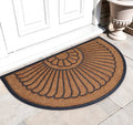 24 X 36 Black And Natural Semi Circle Outdoor Coir And Rubber Door Mat