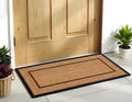 24 X 48 Natural And Black Striped Border Outdoor Coir And Rubber Door Mat