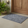 18 X 30 Gray Floral Outdoor Polypropylene Door Mat