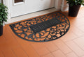 24 X 36 Black Scrollwork Welcome Semi Circle Outdoor Rubber Door Mat