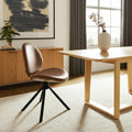 Brown and Black Faux Leather And Metal Dining Side Chair