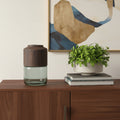 11 Brown And Sage Glass Round Table Vase With Wood