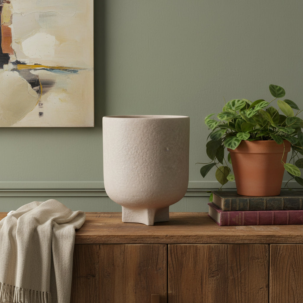 7 Beige Recycled Paper Urn Table Vase