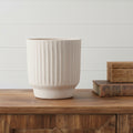 8 Beige Recycled Paper Textured Lines Urn Table Vase