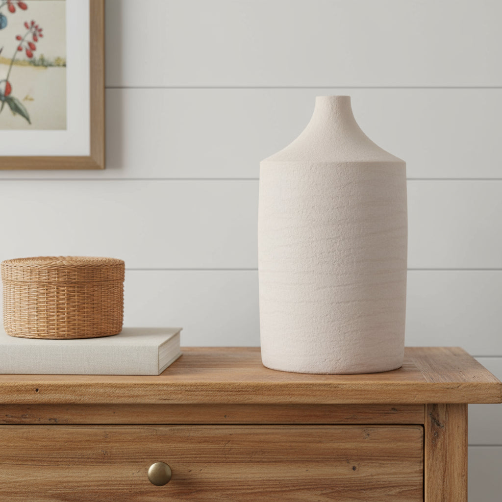 18 Beige Recycled Paper Cylinder Jug Floor Vase