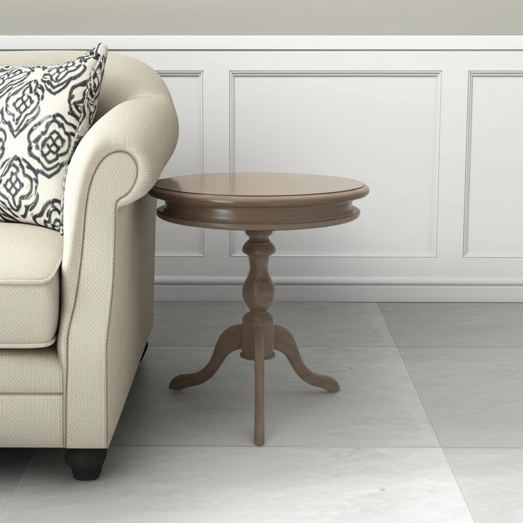 25 Natural Solid Wood Round Pedestal End Table