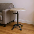 22 Natural and Black Solid Wood and Metal Height Adjustable Round Pedestal End Table