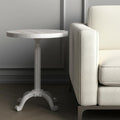 22 White Solid Wood and Metal Height Adjustable Round Pedestal End Table