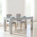 31 Silver Mirrored Glass And Faux Crystal Dining Table