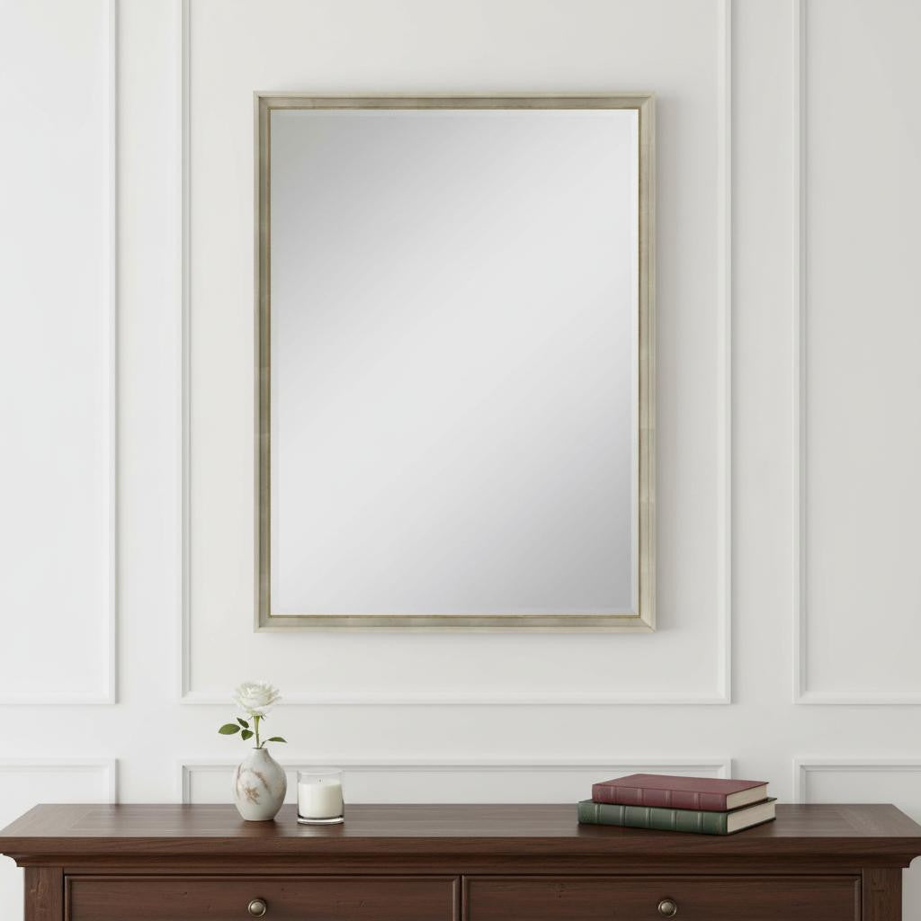 38 Silver Wood Accent Mirror