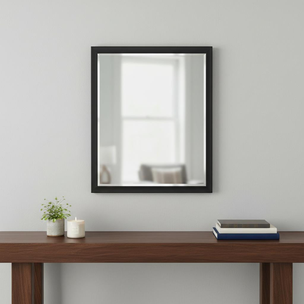 30 Black Solid Wood Framed Accent Mirror