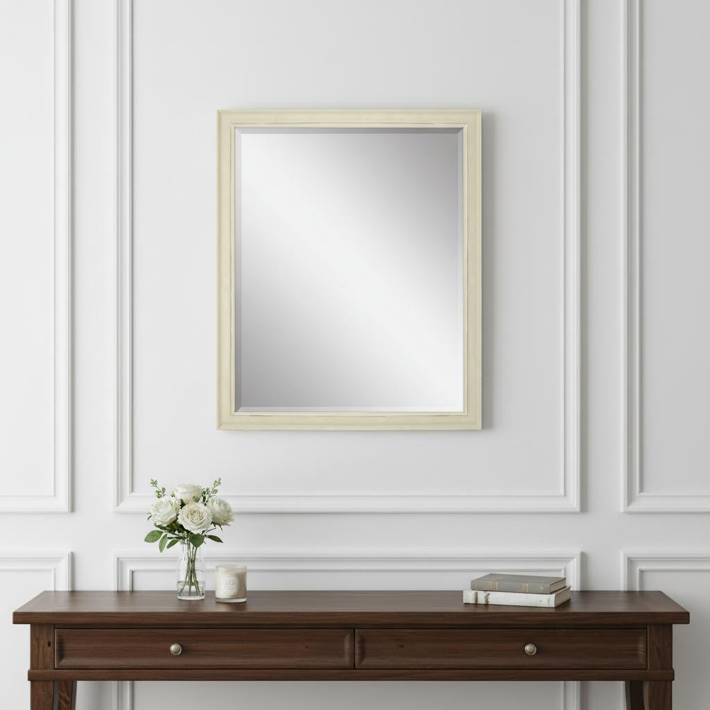32 White Solid Wood Framed Accent Mirror