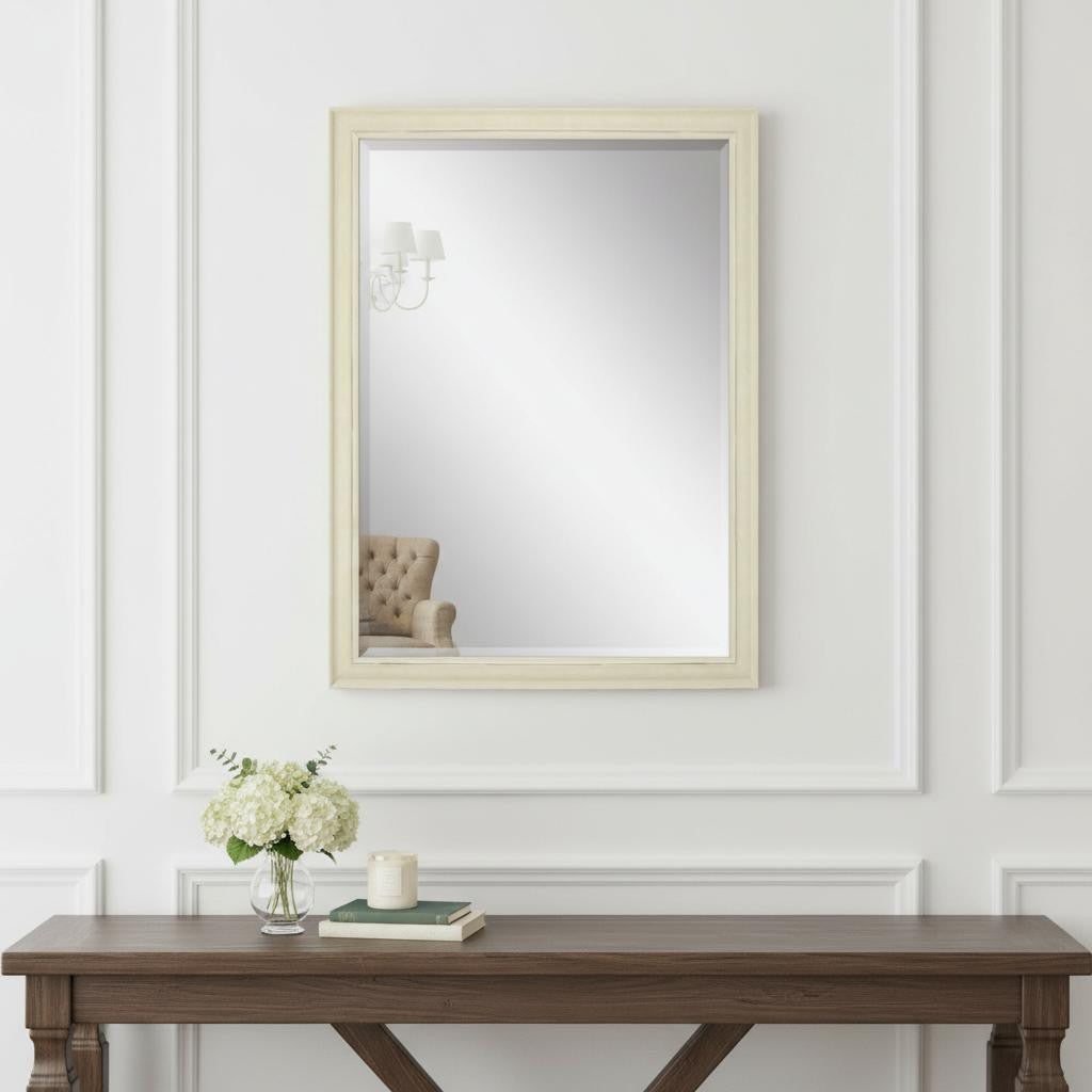 40 White Solid Wood Framed Accent Mirror