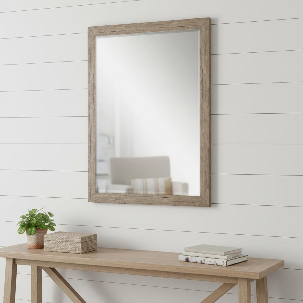 43 Light Brown Framed Accent Mirror