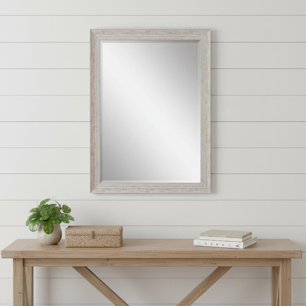 40 White Distressed Wood Framed Accent Mirror