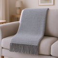 50 X 67 Gray Cotton Blend Woven Throw Blanket with Fringe