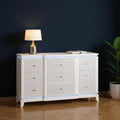 62 White Faux Crystal Glitter Wood Lighted Nine Drawer Triple Dresser