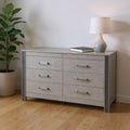 62 Silver Wood Six Drawer Double Dresser
