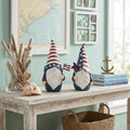Set of Two Red White And Blue Polyresin Standing Gnomes