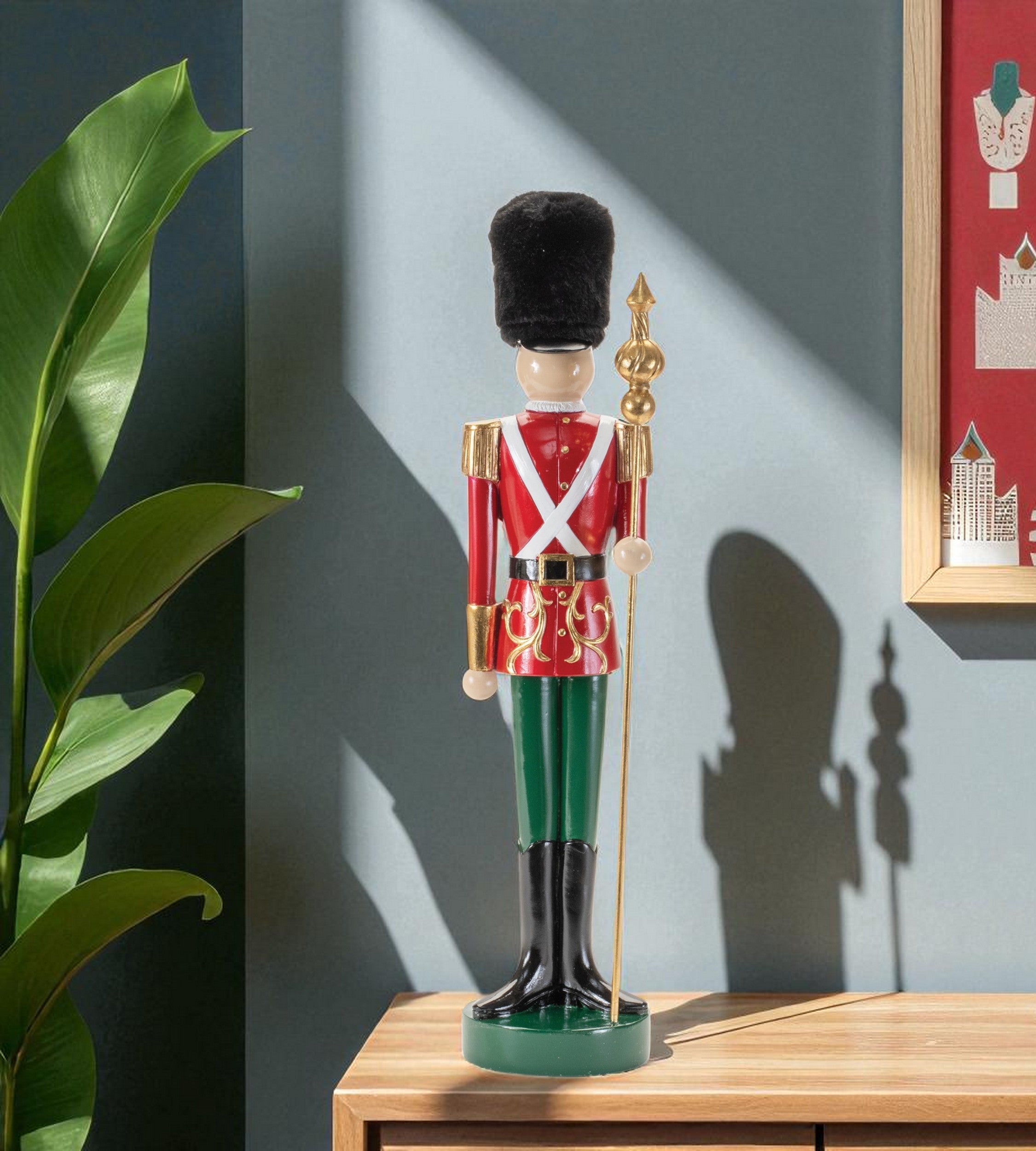 19 Black Red And Green Resin Christmas Nutcracker Tabletop Sculpture