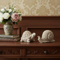 Set of Two Brown Polyresin Snail And Turtle Tabletop Sculptures