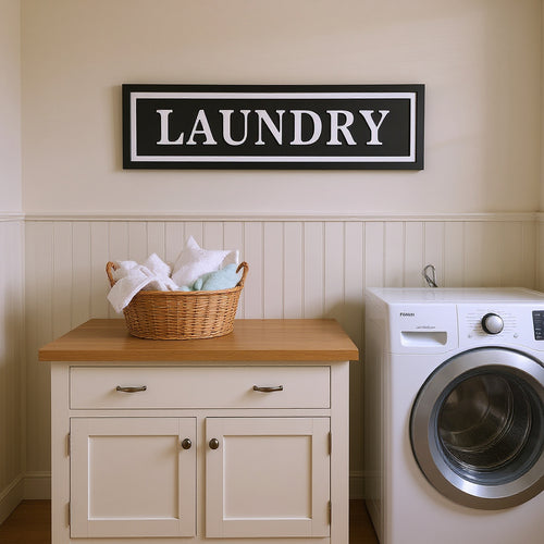 10 X 36 Black And White Laundry Metal Wall Decor