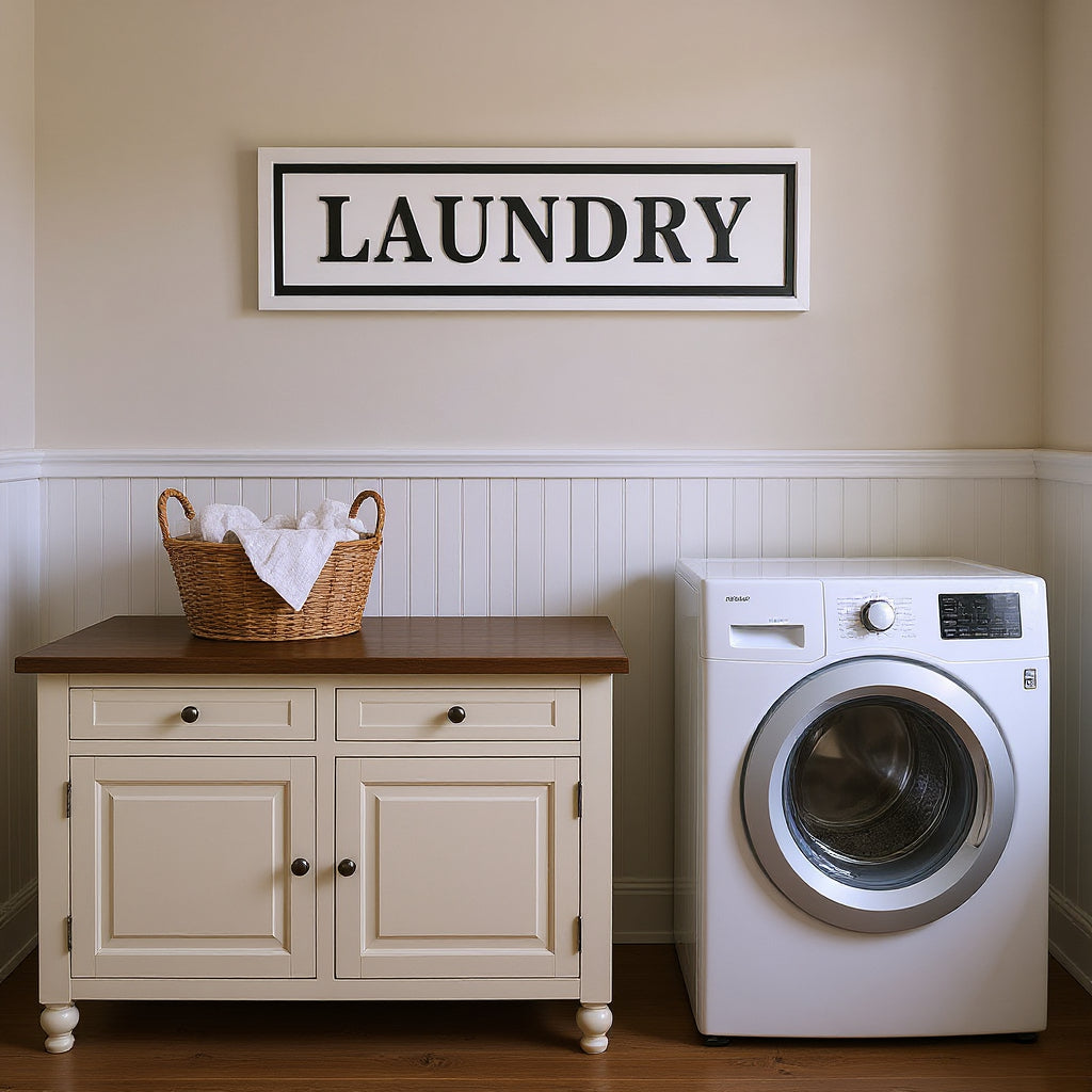 10 X 36 White And Black Laundry Metal Wall Decor