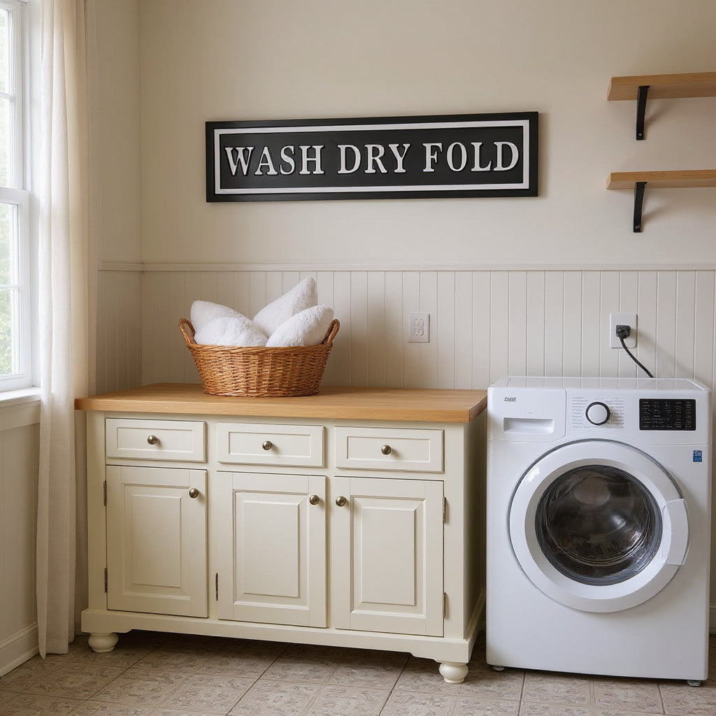 10 X 36 Black And White Wash Dry Fold Metal Wall Decor