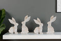 Set of Four Beige Resin Bunny Rabbit Figurines