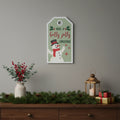 16 X 9 Green And White Metal Christmas Snowman Hanging Wall Decor