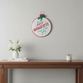 18 X 14 White Green And Red Metal Christmas Ball Hanging Wall Decor